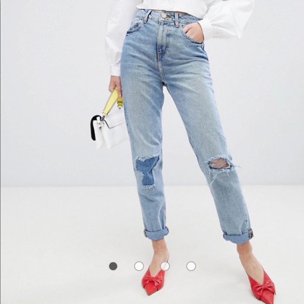 Vintage stone wash rigid mom jeans